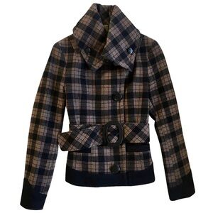 Soia & Kyo Plaid Belted Peacoat